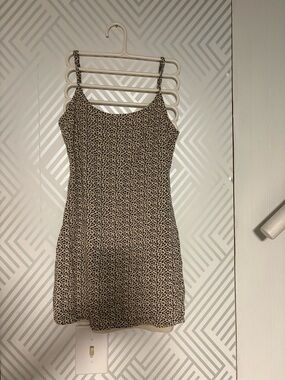 La Hearts Beige and Black Leopard Mini Slip Dress